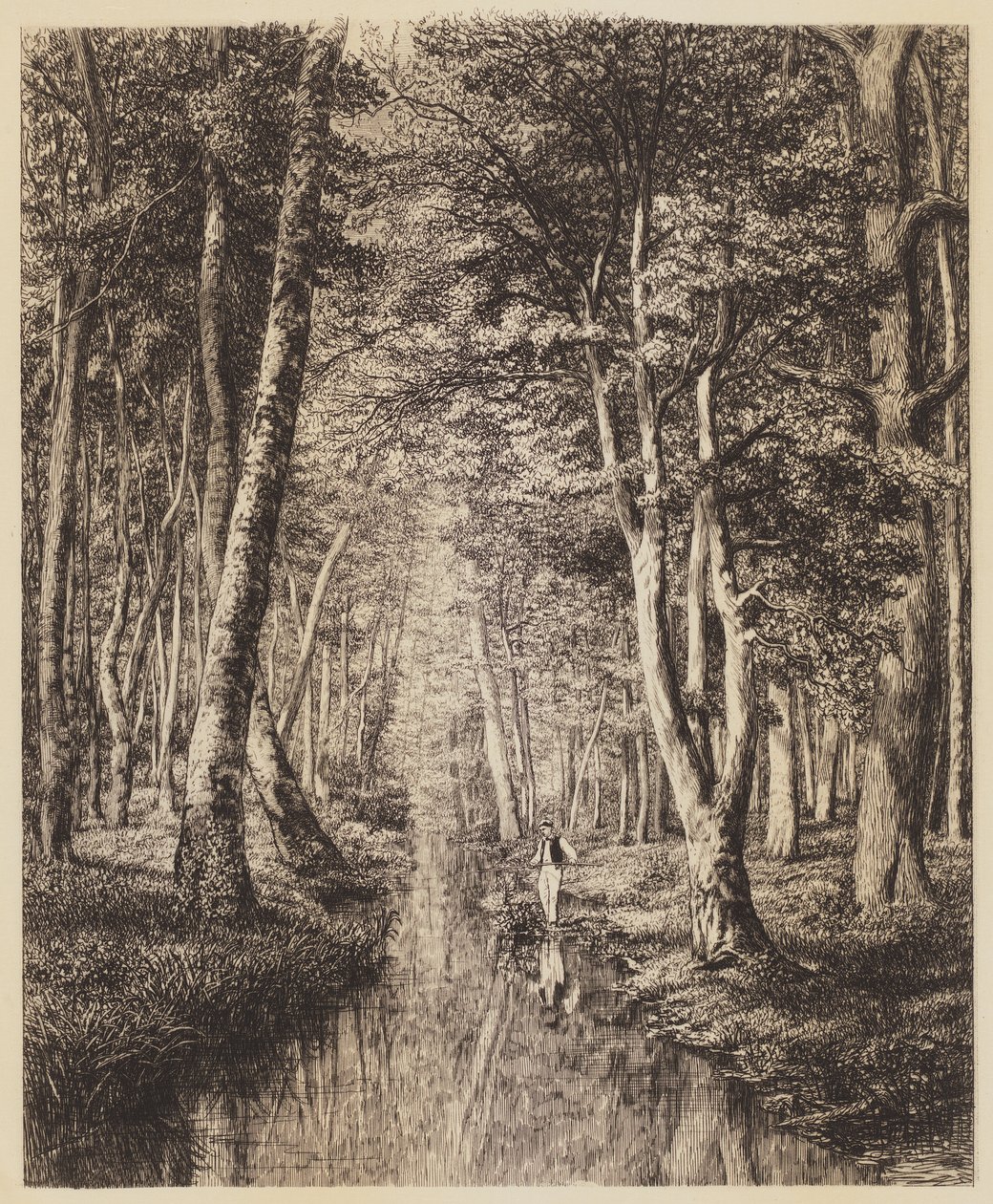 ahşap altında nehir by Adolphe Martial Potemont