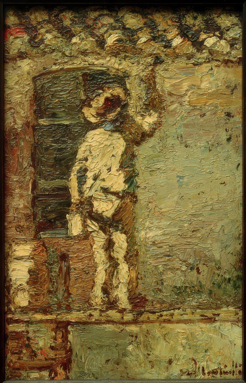 A.Monticelli, bir evin duvarında ev ressamı by Adolphe Joseph Thomas Monticelli