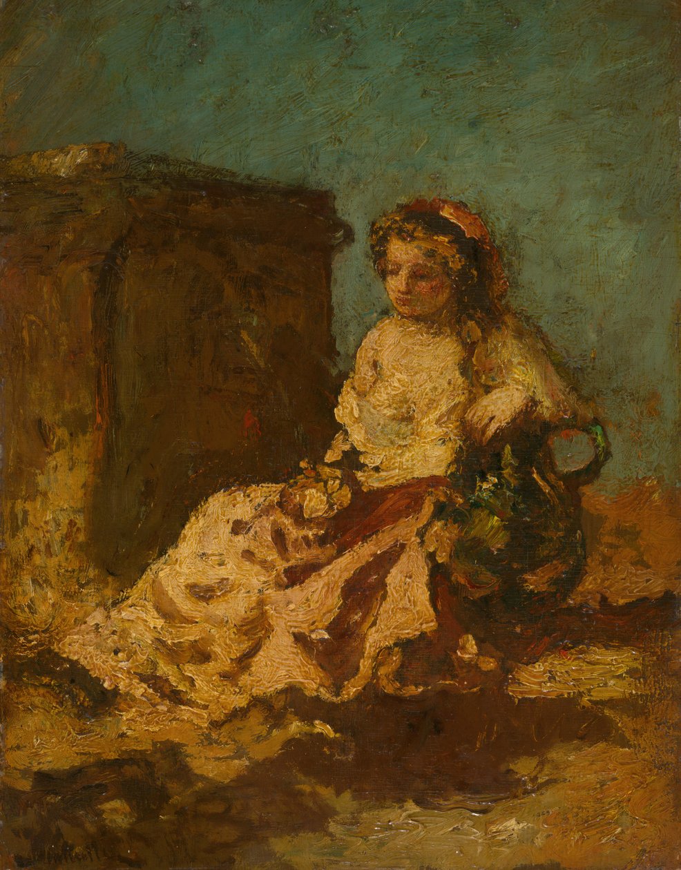 Meditasyon Oturan Kadın, c. 187879. by Adolphe Monticelli