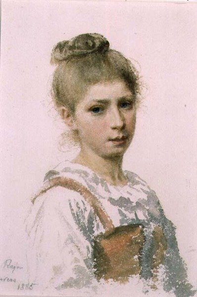Genç Bir Kızın Portresi by Adolphe Ragon