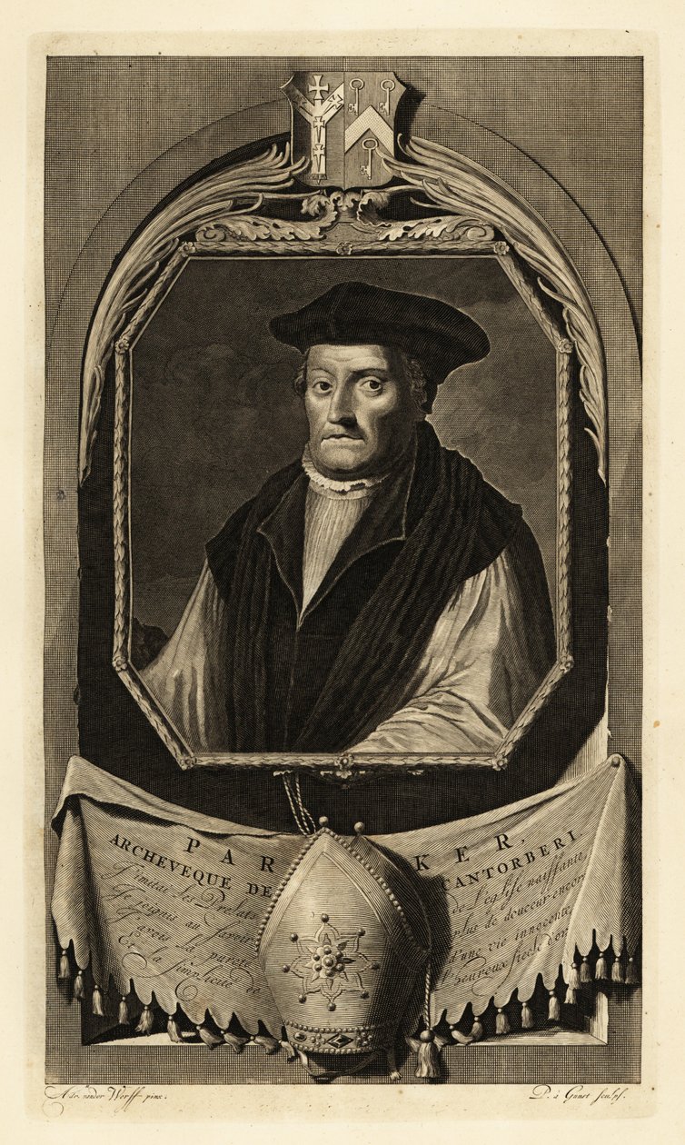 Matthew Parker (1504-1575) (gravür) by Adriaan van der (after) Werff