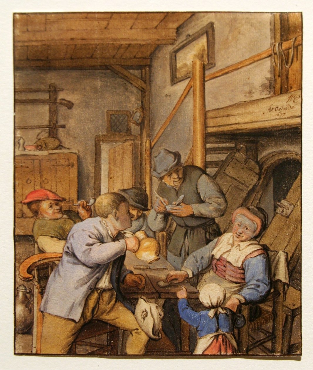 Bir handa bir masada çiftçiler by Adriaen Jansz. van Ostade