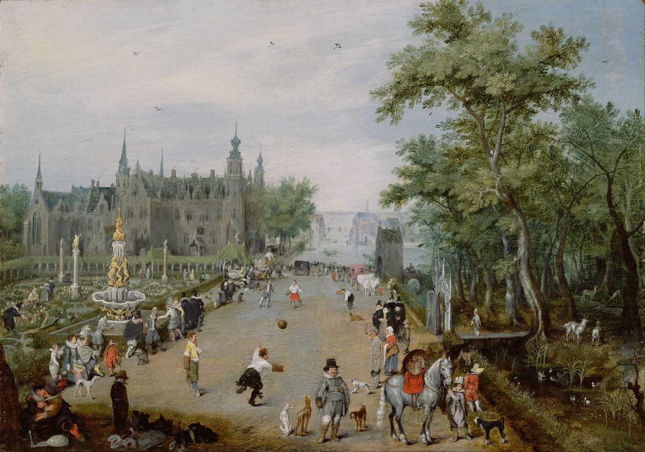 Bir Ülke Sarayından Önce Bir Jeu de Paume by Adriaen van de Venne