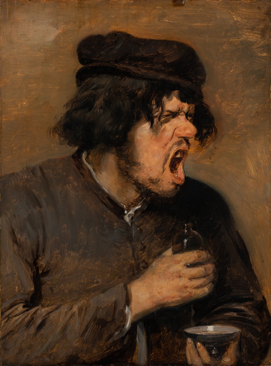 Acı İksir, c.1636-38 (meşe üzerine yağlıboya) by Adriaen Brouwer