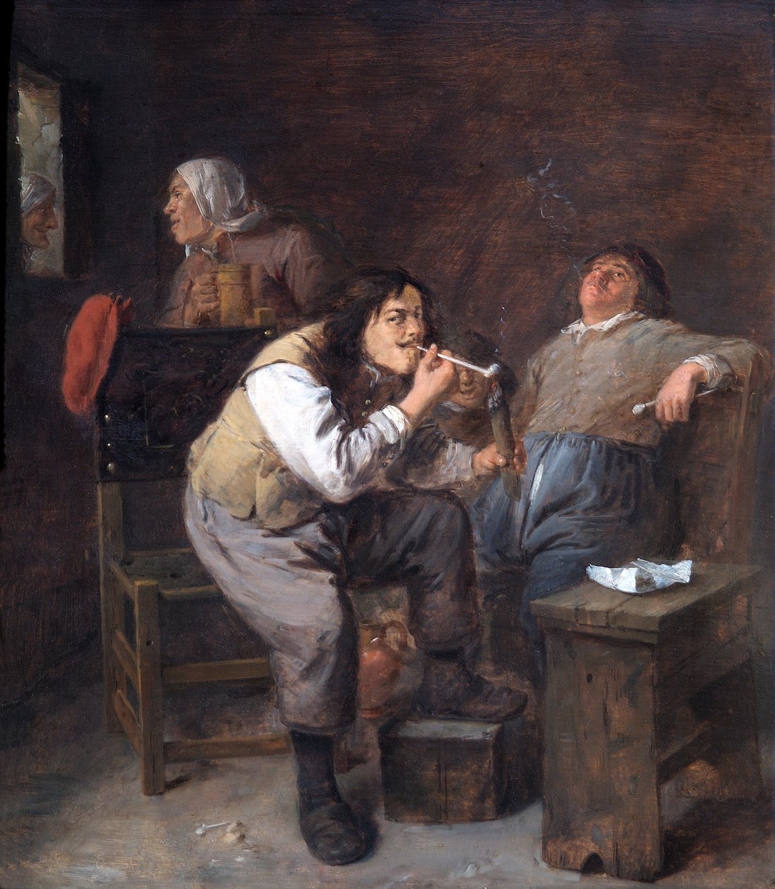 The Smokers, c.1635-38 (meşe panel üzerine yağlı boya) by Adriaen Brouwer