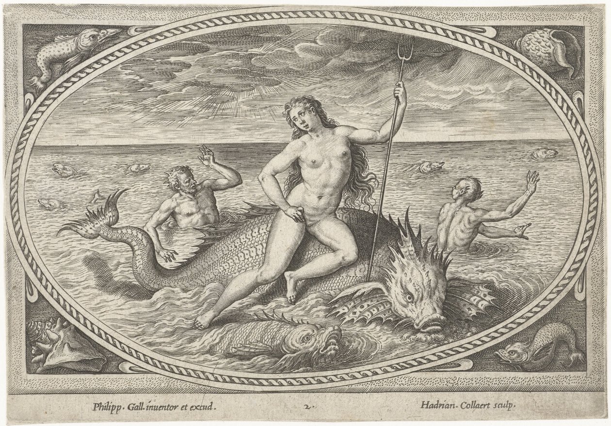 Bir balık üzerinde amfitrit Deniz Tanrıları (dizi adı) by Adriaen Collaert