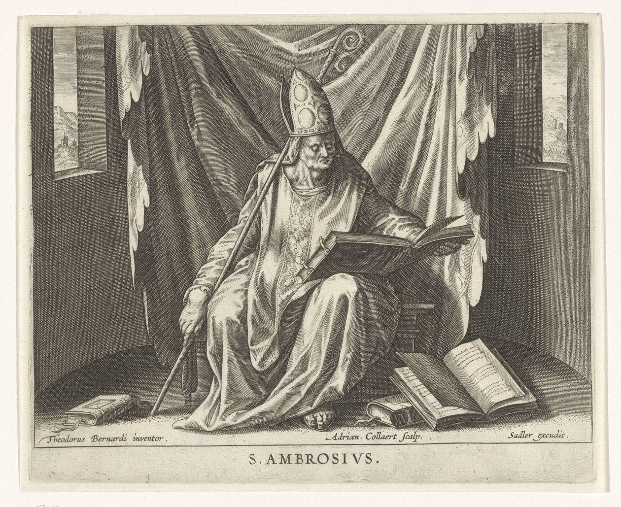 Kilise Peder Ambrosius Dört Kilise Babaları (dizi adı) by Adriaen Collaert