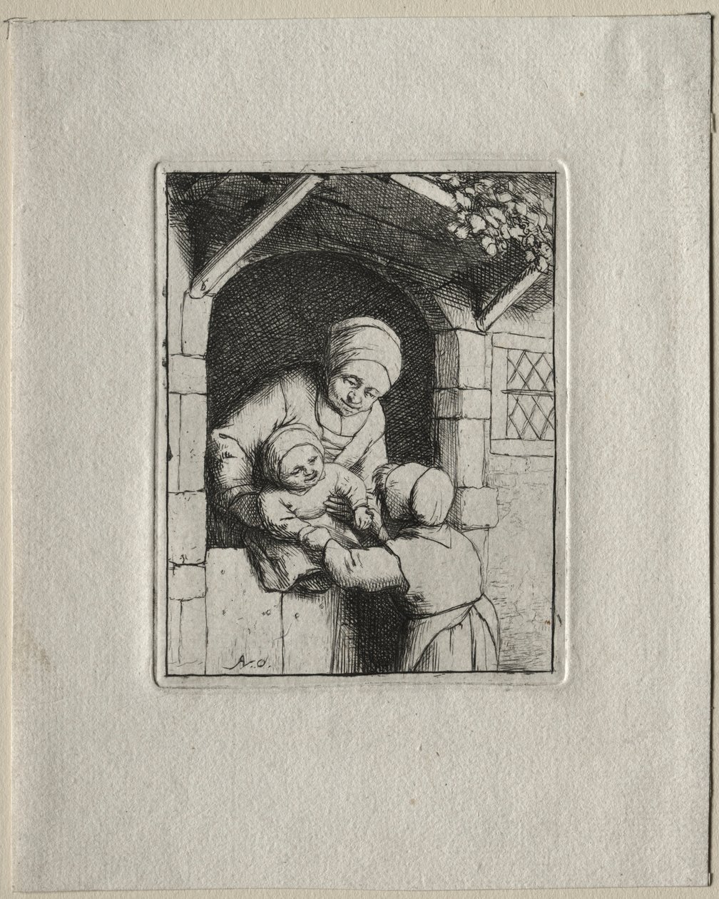 Anne ve İki Çocuk. by Adriaen Jansz. van Ostade