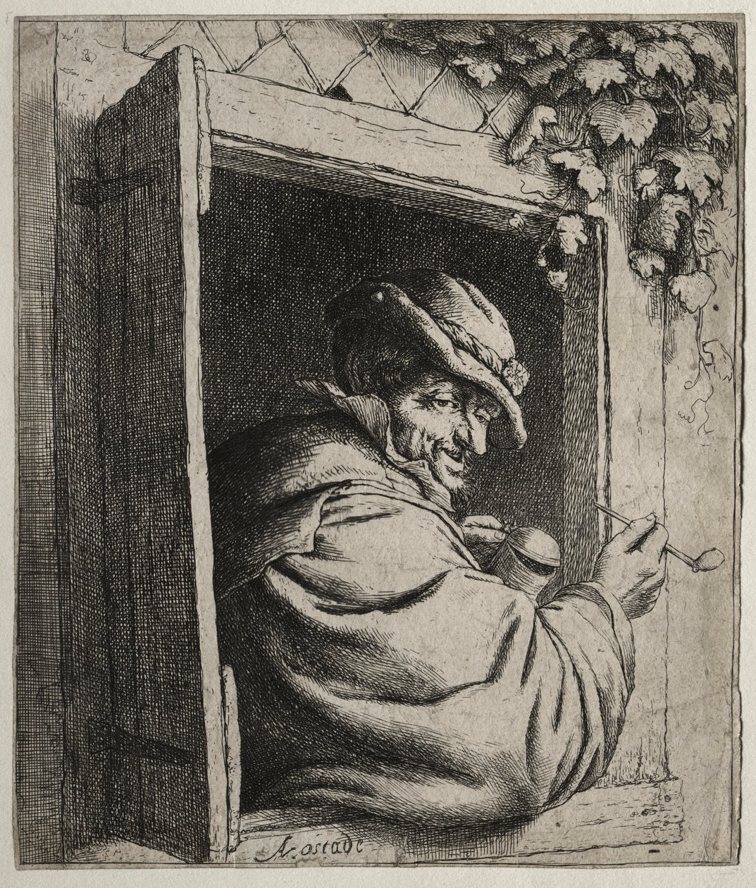 Penceredeki Sigara İçen. by Adriaen Jansz. van Ostade