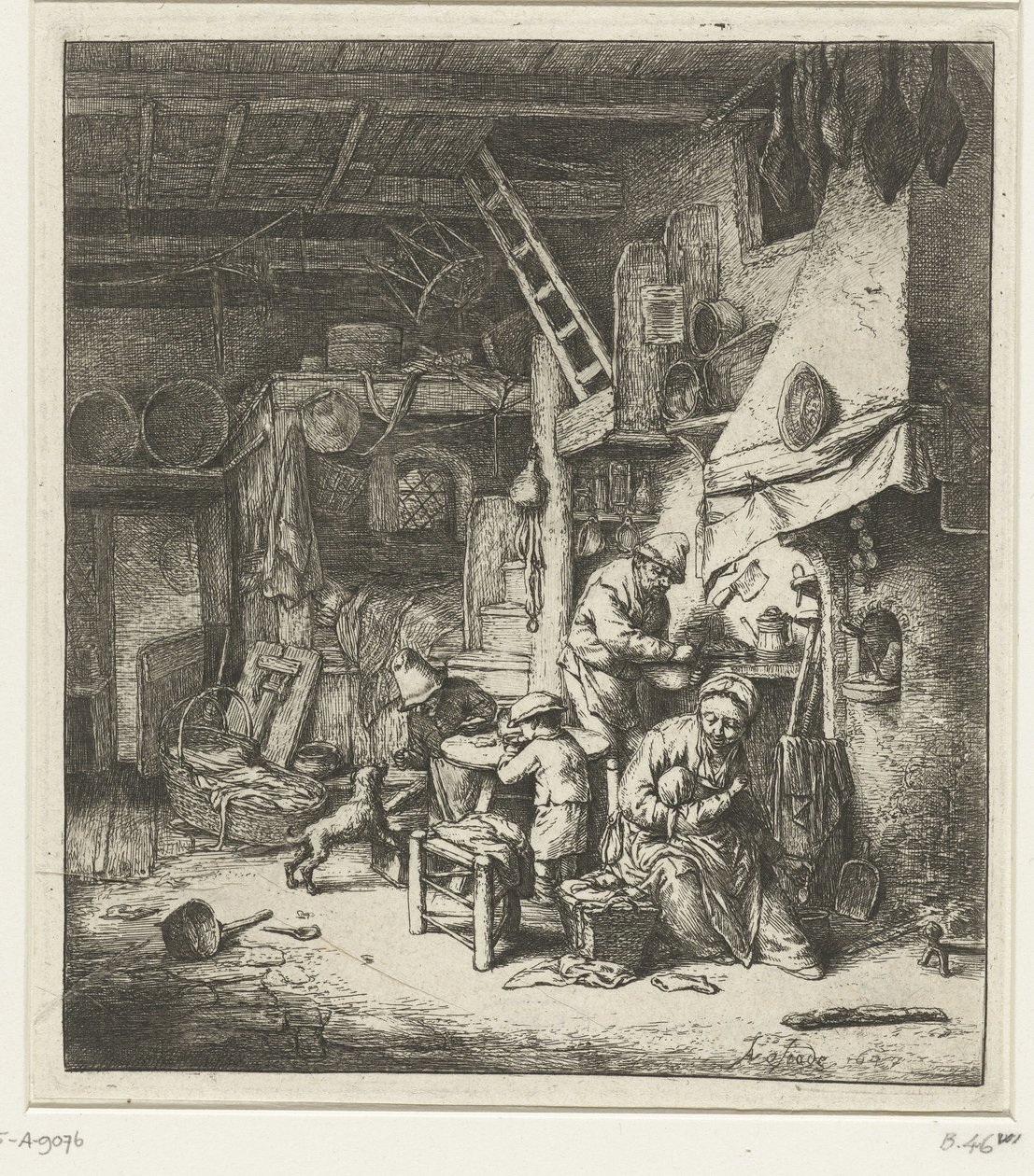 Çiftçi aile iç ev halkı by Adriaen van Ostade