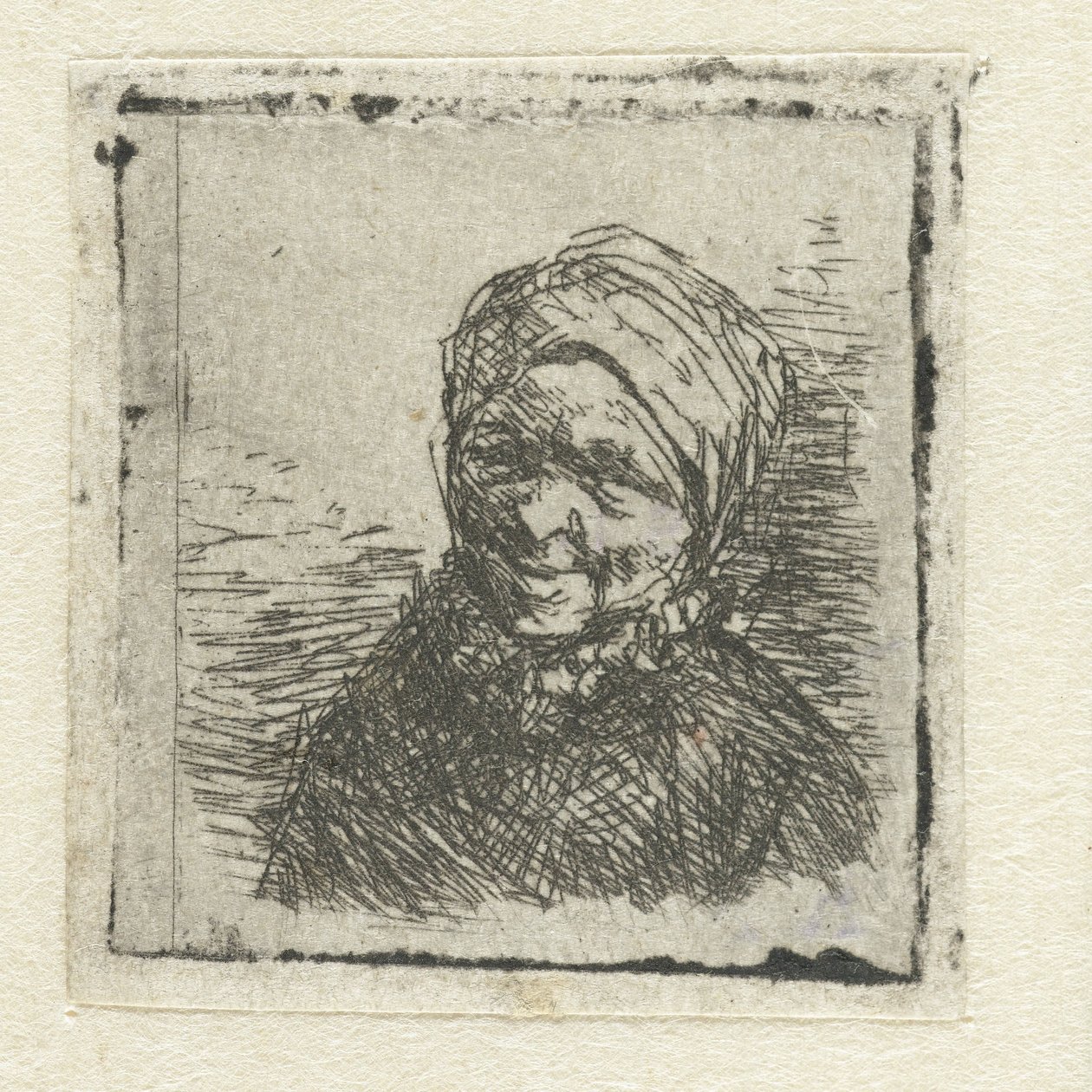 Gülümseyen bir çiftçinin karısının büstü by Adriaen van Ostade