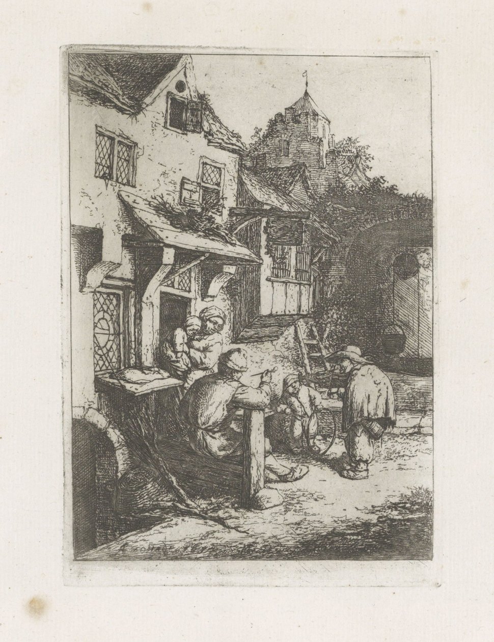 Bir han için kavisli kemancı by Adriaen van Ostade
