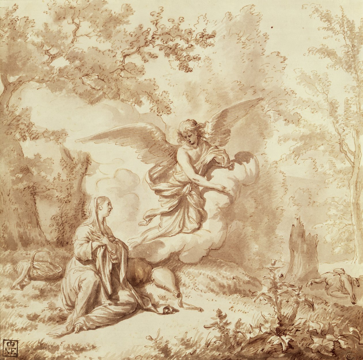 Vahşi Doğada Hacer (çizim) by Adriaen van de Velde