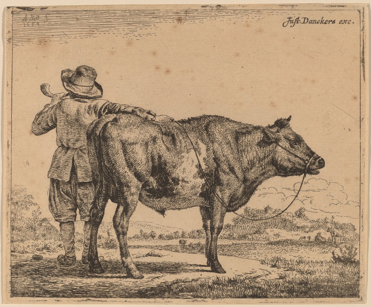 Boğa ile genç çoban by Adriaen van de Velde