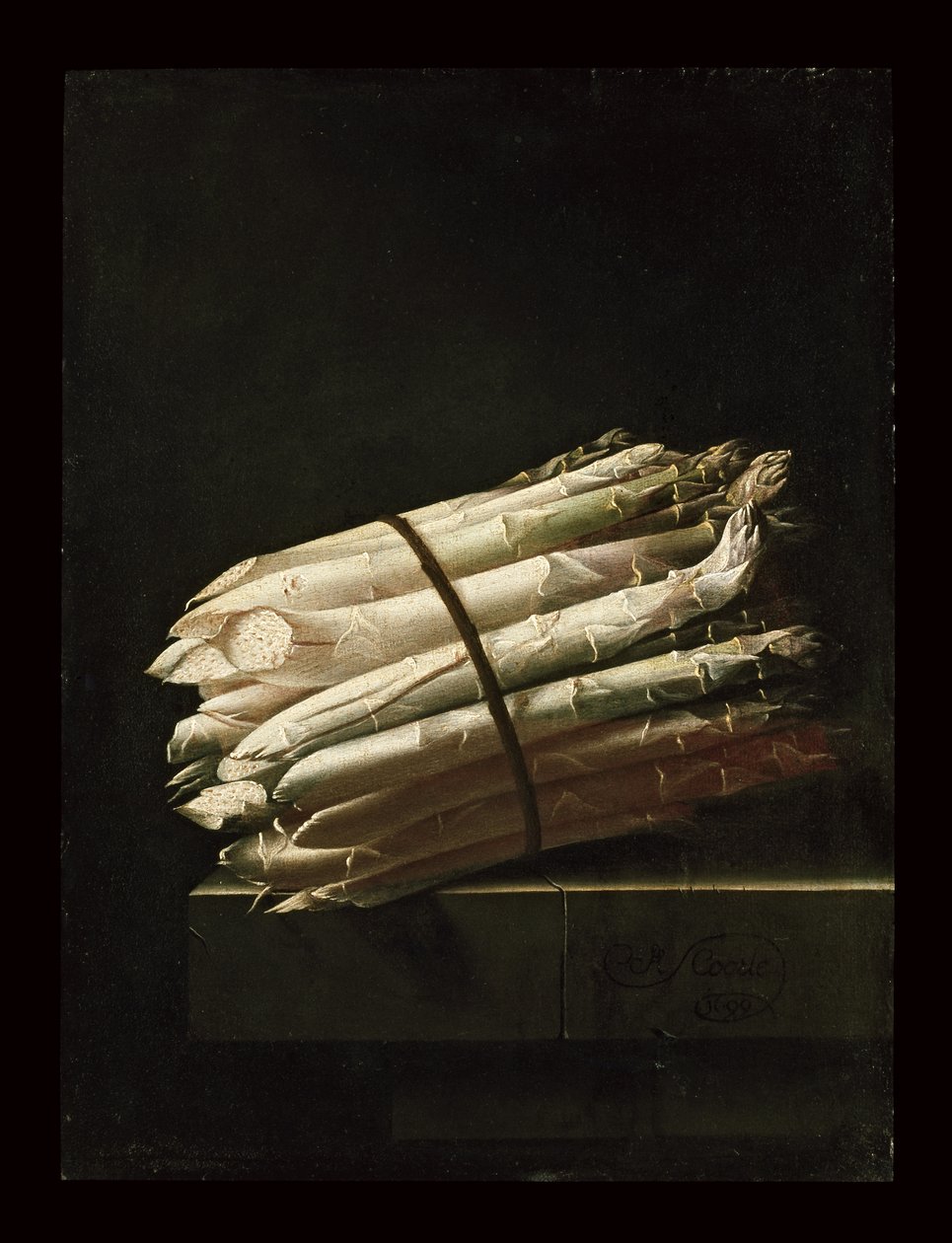 Natürmort Kuşkonmaz, 1699 (panel üzerine serilmiş kağıt üzerine yağlı boya) by Adrian Coorte