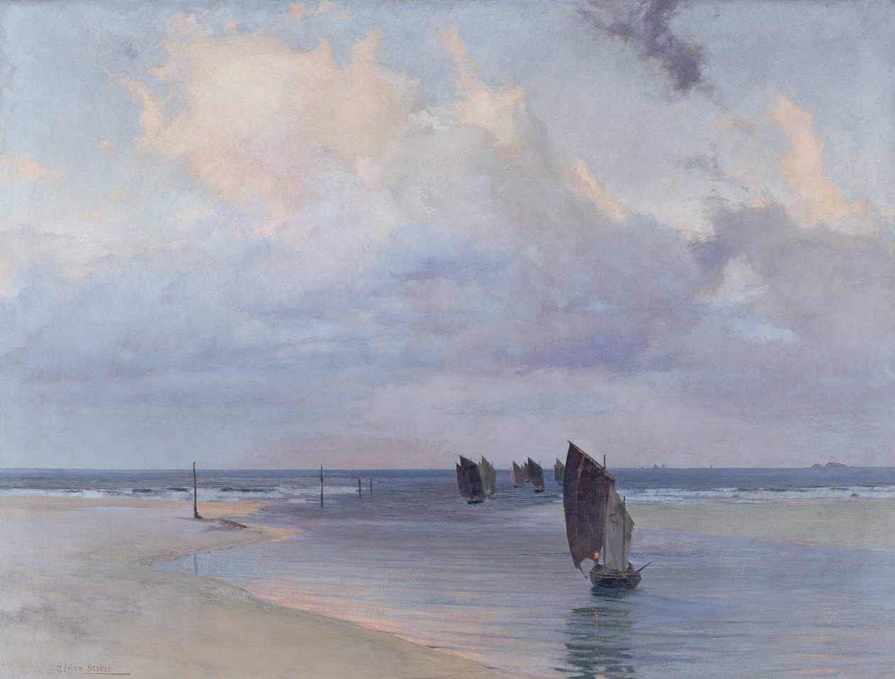 Harbour Bar (tuval üzerine yağlı boya) by Adrian Scott Stokes
