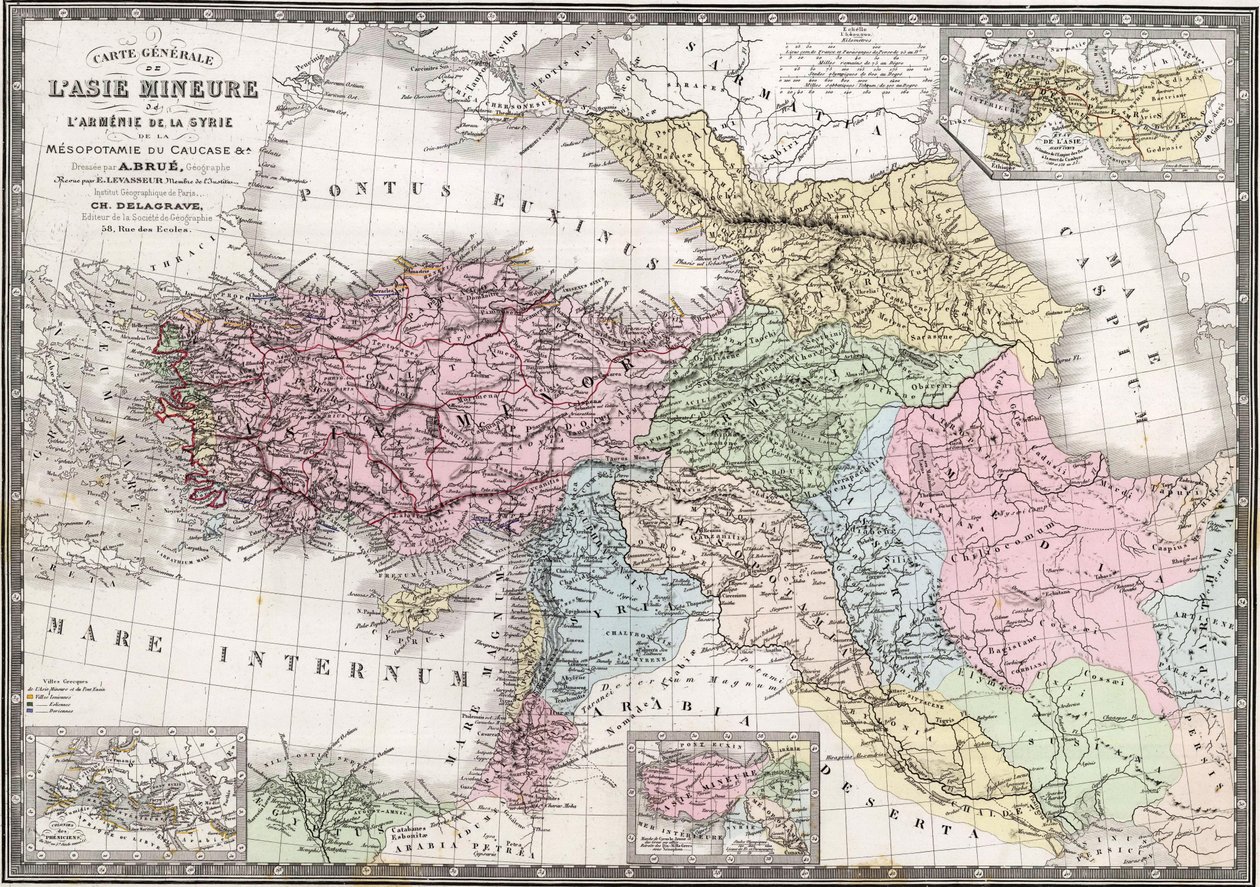 Küçük Asya, Ermenistan, Suriye, Mezopotamya, Kafkasya ve A. Genel Haritası by Adrien Hubert Brué