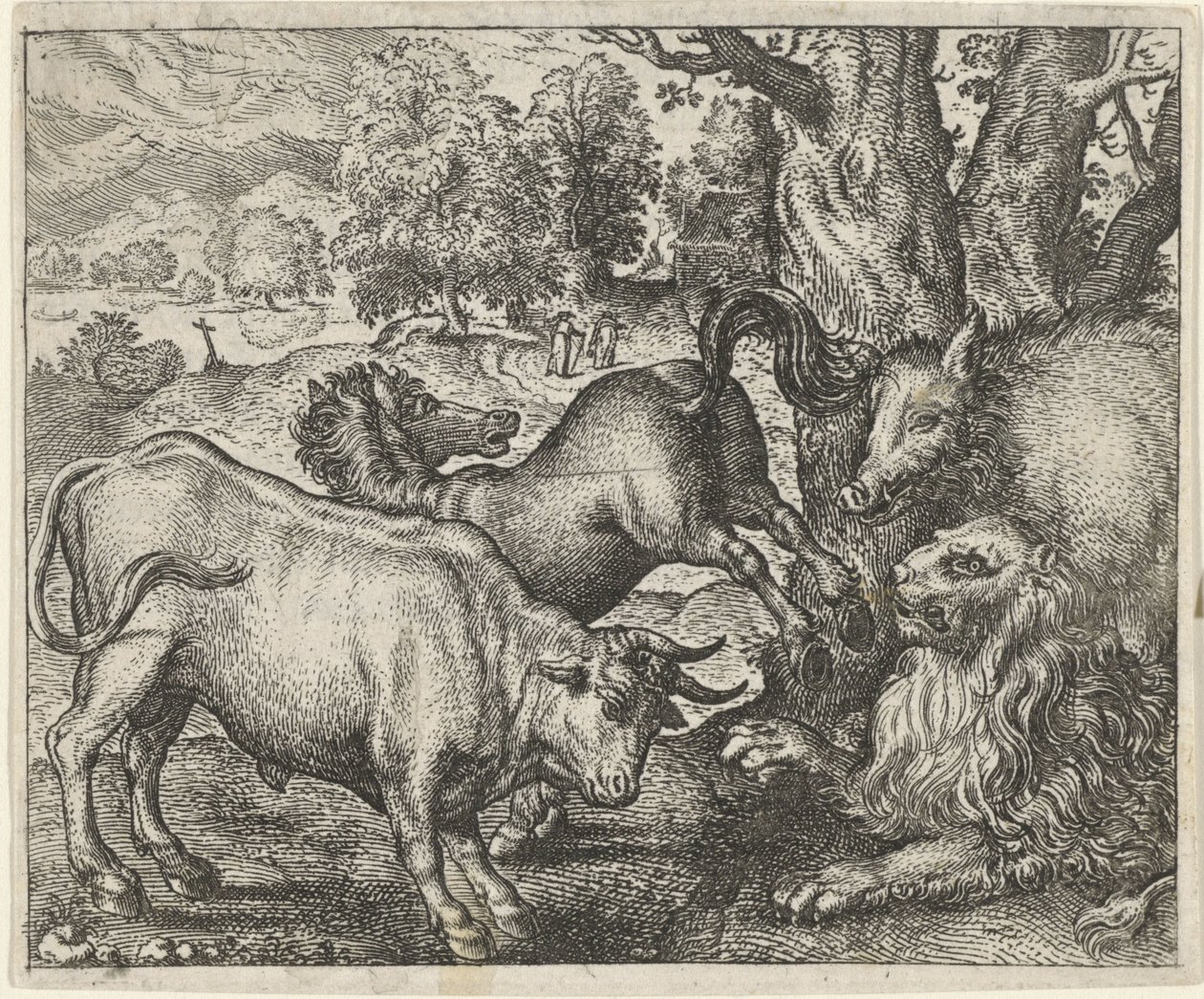 Yaşlı Aslan Masalı by Egidius  Sadeler (II)