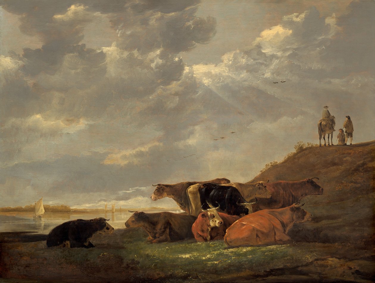 İneklerle Nehir Manzarası, 16451650. by Aelbert Cuyp
