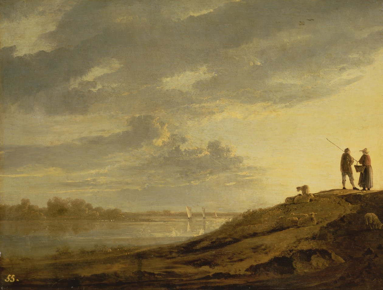 Nehir Üzerinde Gün Batımı, 1650'ler (panel) by Aelbert Cuyp