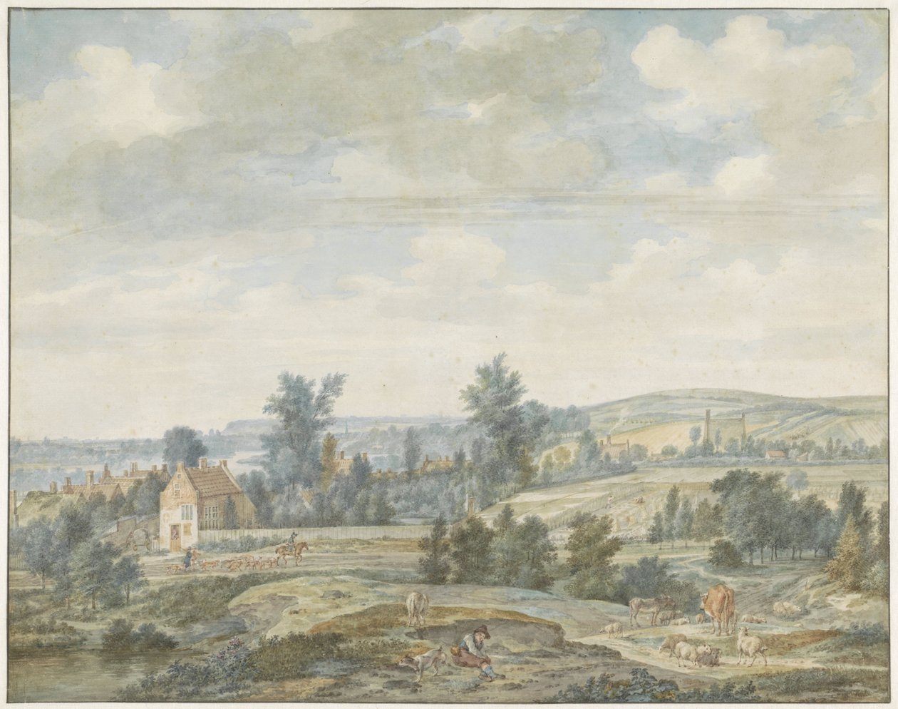 Geceyarısı ve Hayvanların Görünümü Manzara by Aert Schouman