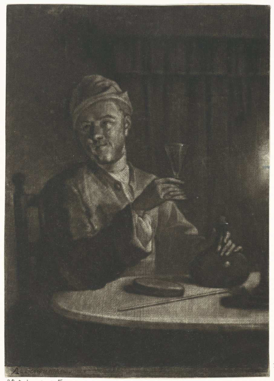 Yükseltilmiş cam olan adam by Aert Schouman