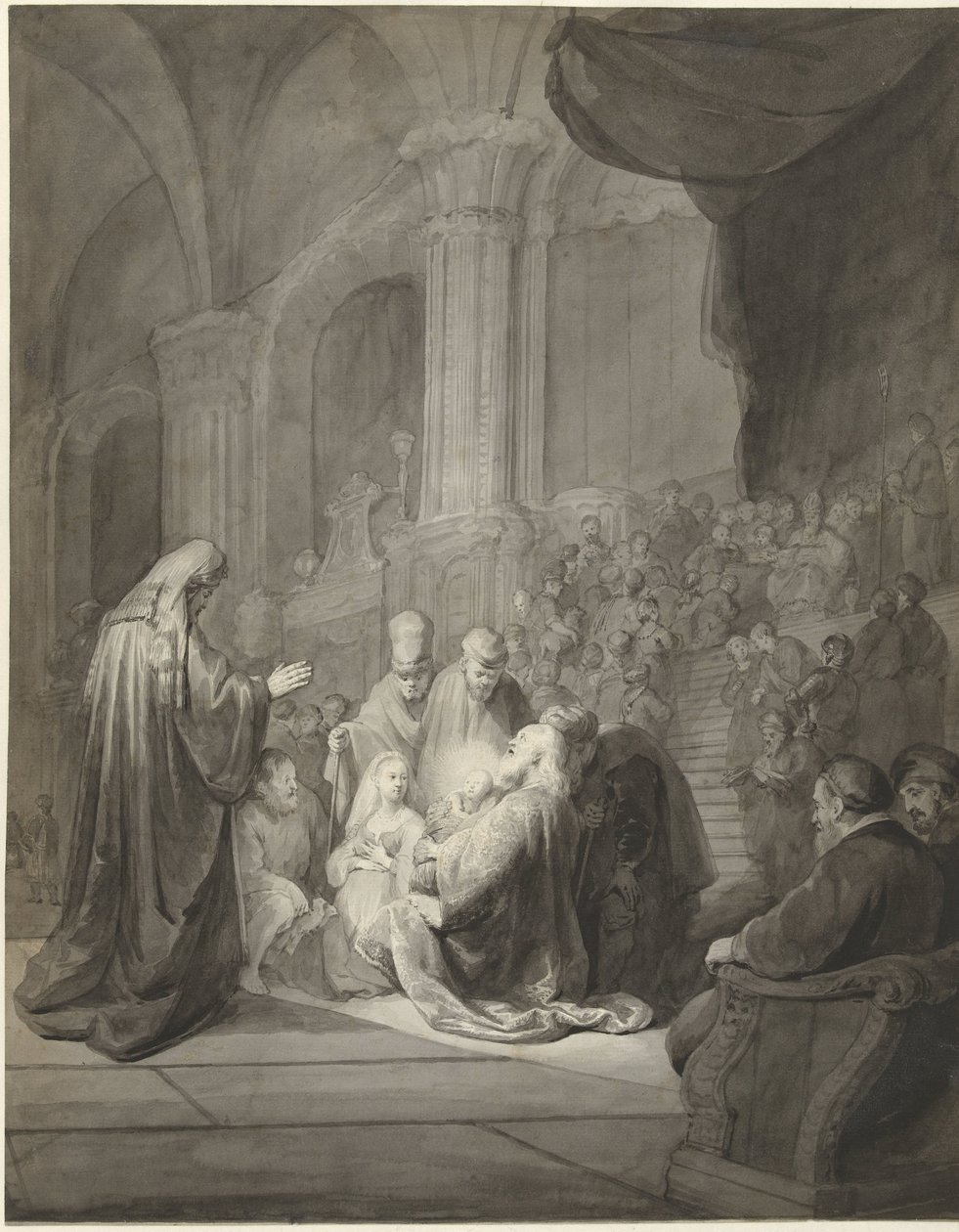 Tapınaktaki Simeon by Aert Schouman