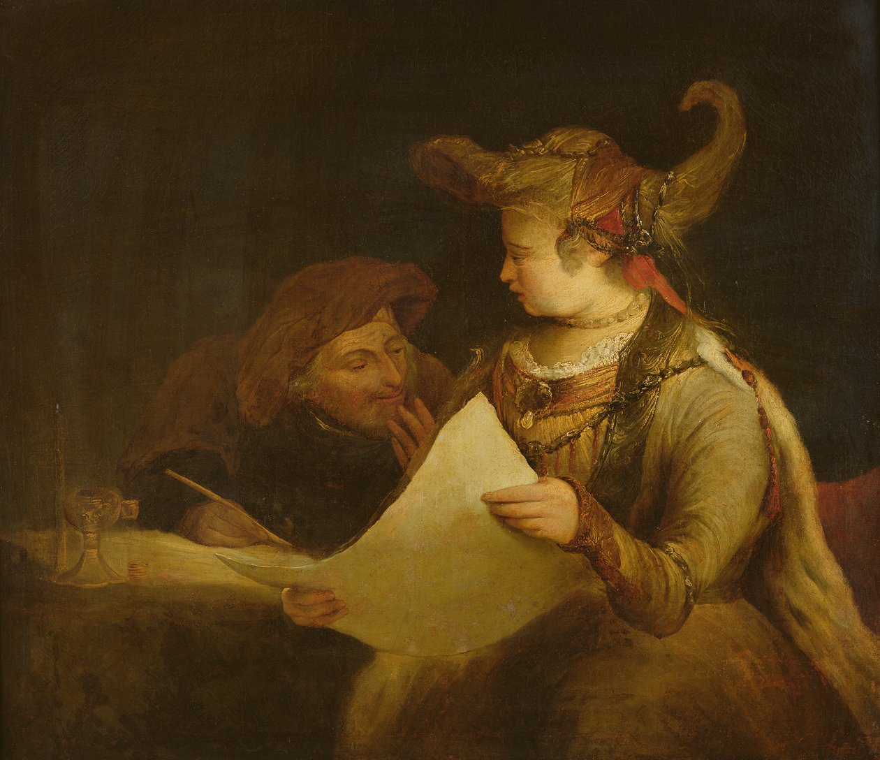 Esther ve Mordecai, c.1685 by Aernt de Gelder