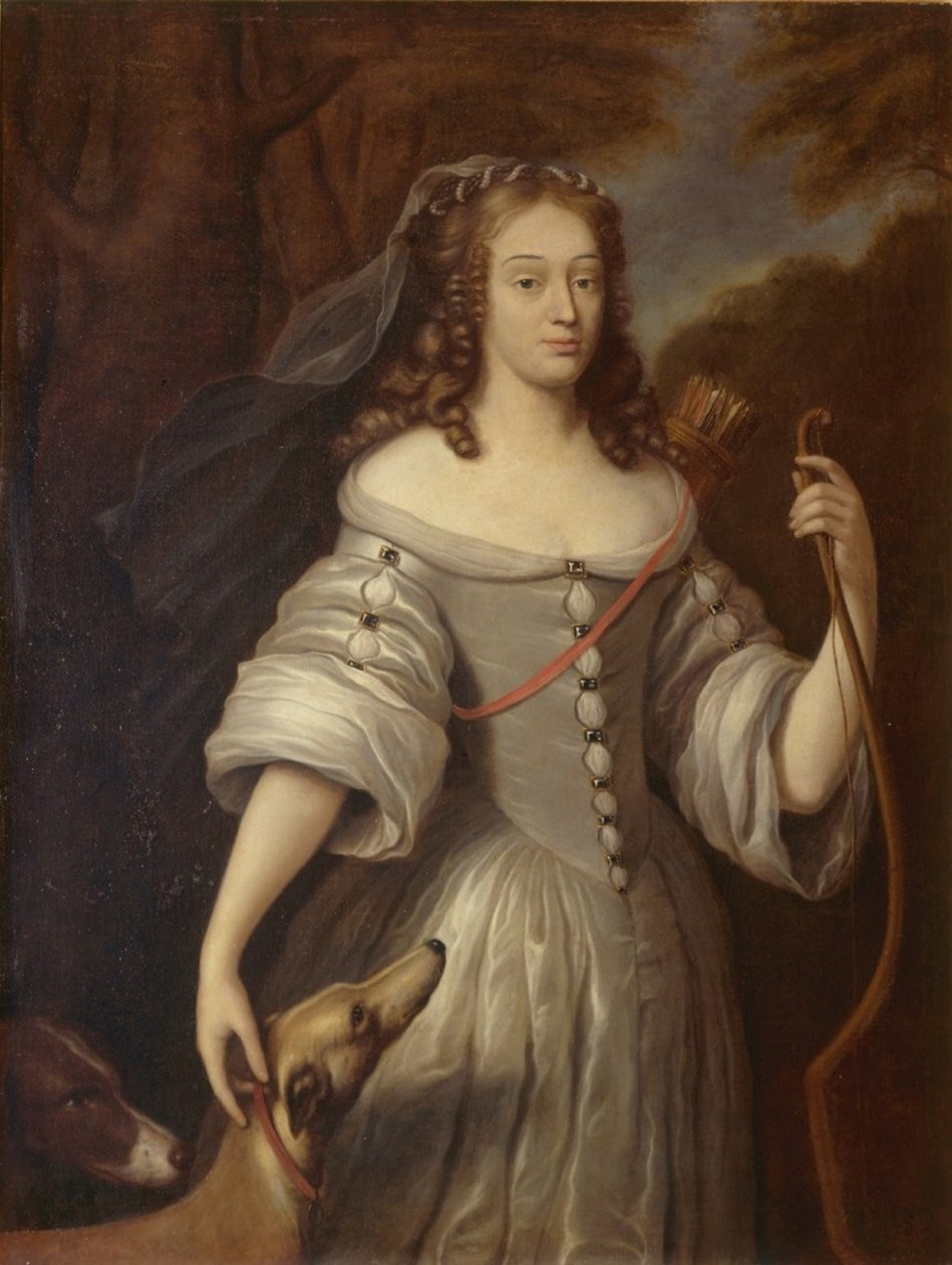 Louise-Françoise de La Baume Le Blanc, La Vallière Düşesi Diana olarak portresi by After Claude Lefèbvre