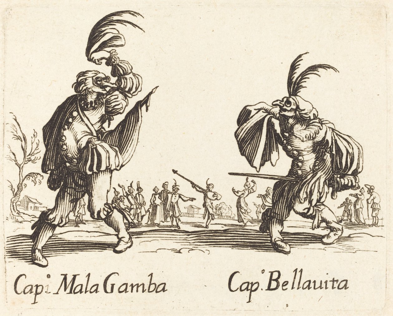 Kaptan Mala Gamba ve Kaptan Bellavita by After Jacques Callot