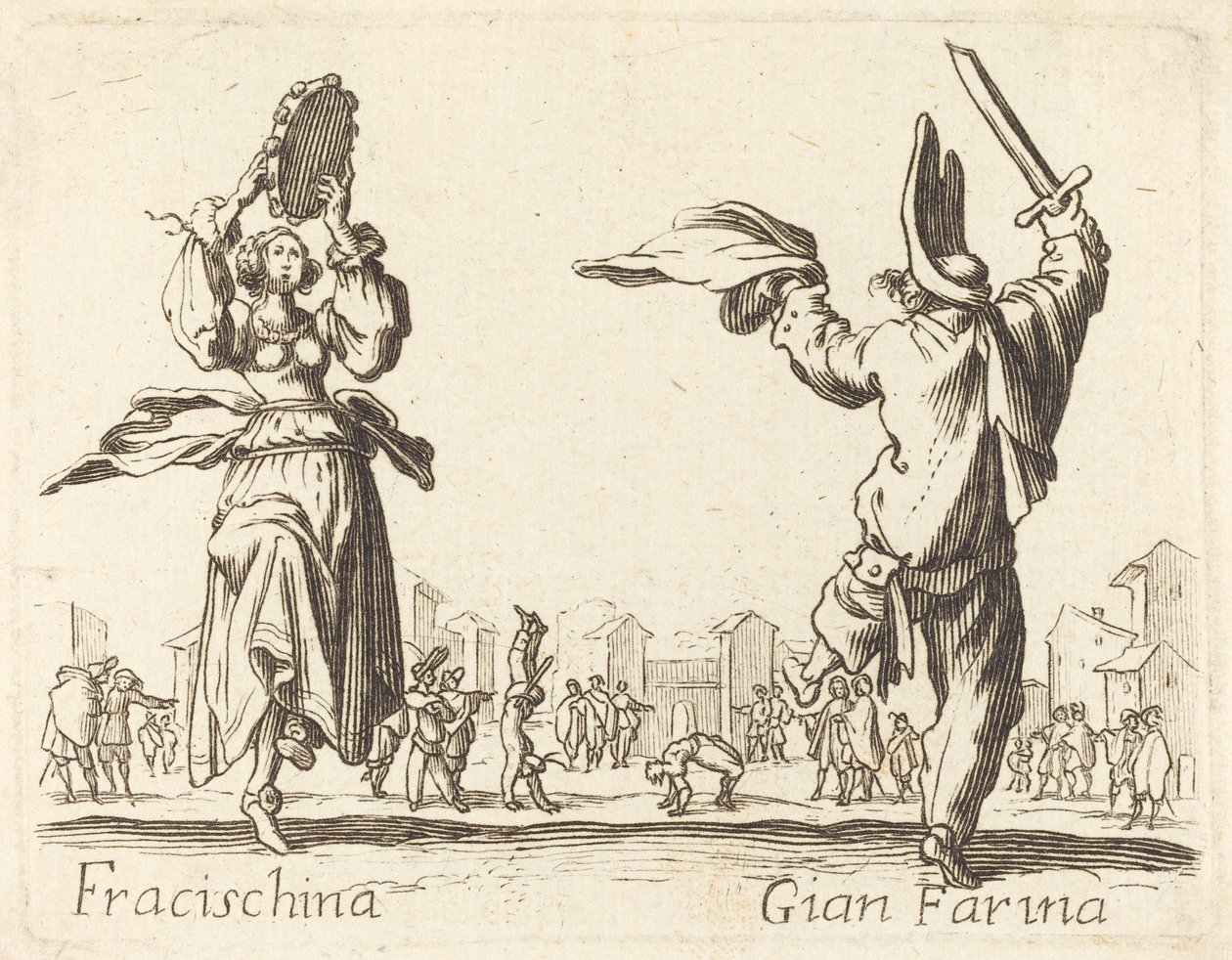Fracischina ve Gian Farina by After Jacques Callot
