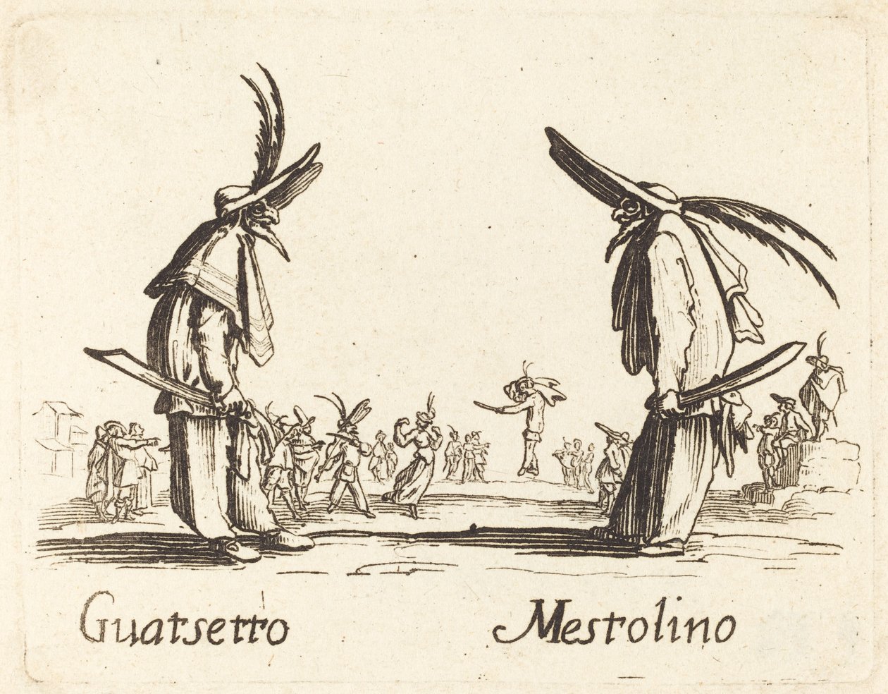 Guatsetto ve Mestolino by After Jacques Callot