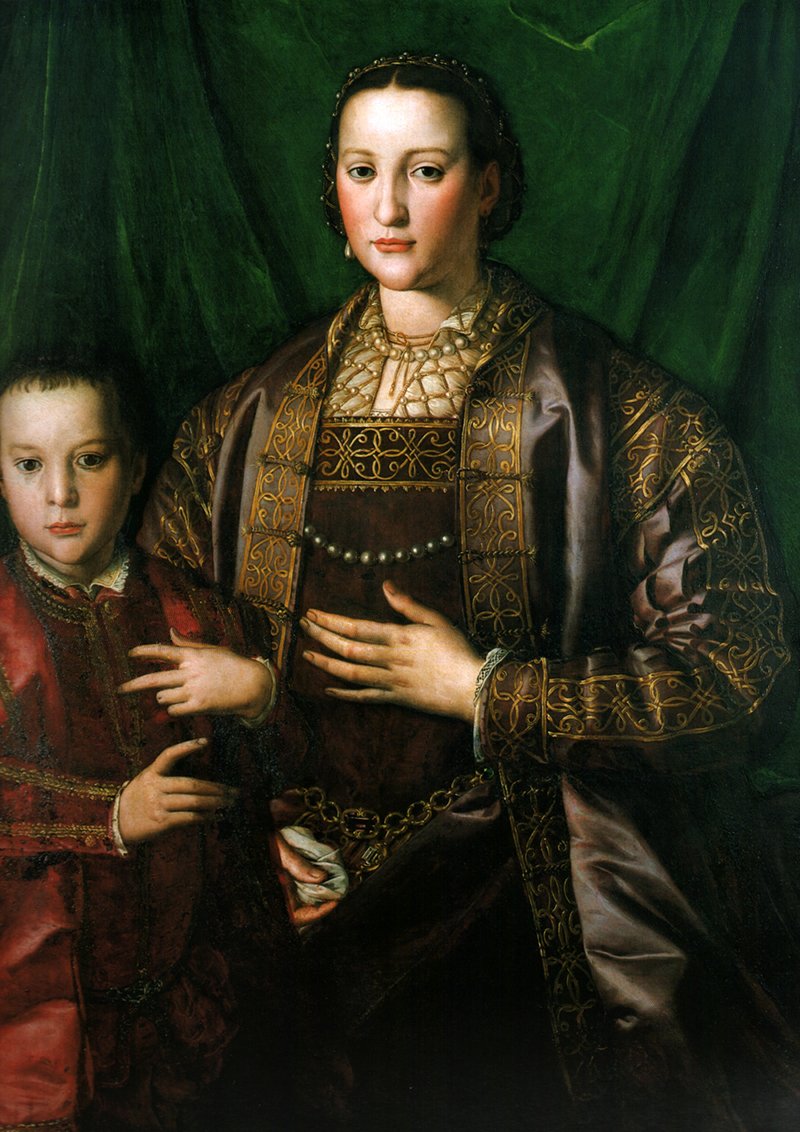 Eleonora di Toledo, oğlu Francesco ile birlikte by Agnolo Bronzino