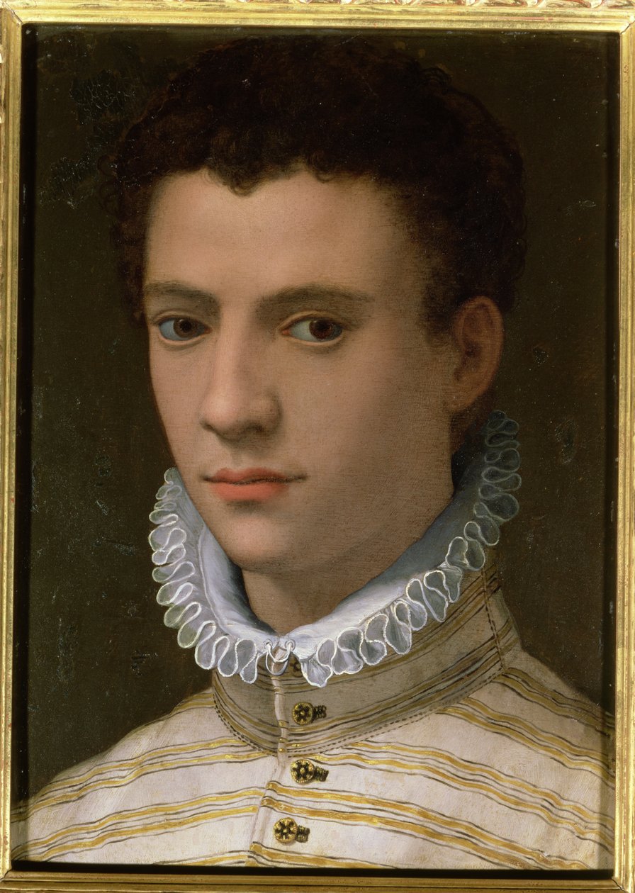 Genç Bir Adamın Portresi (bakır üzerine yağlı boya) by Agnolo Bronzino