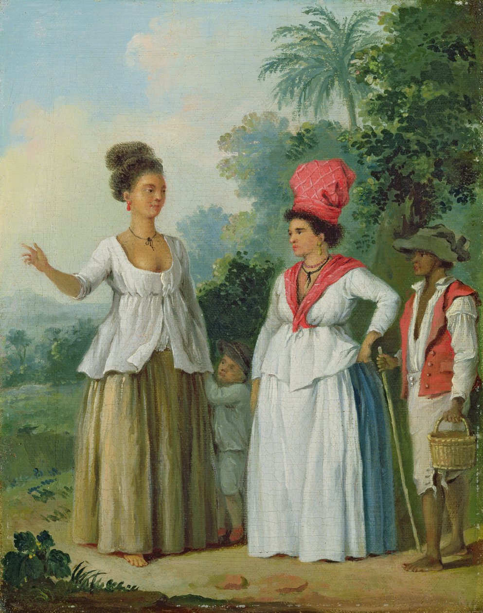 Batı Hint Renkli Kadınları, Çocuklu ve Siyah Hizmetkarlı, 1780 dolayları by Agostino Brunias