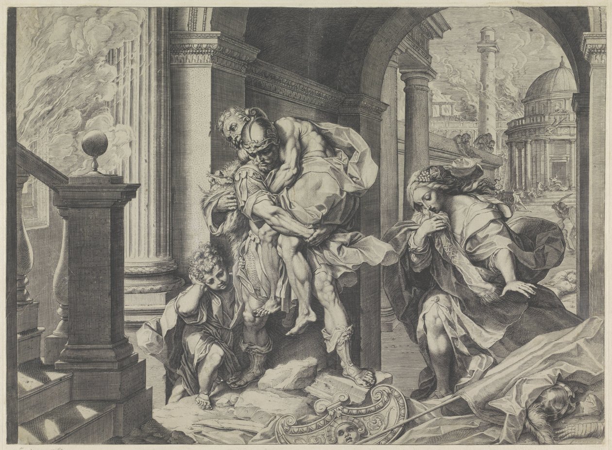 Aeneas ailesiyle birlikte Truva
