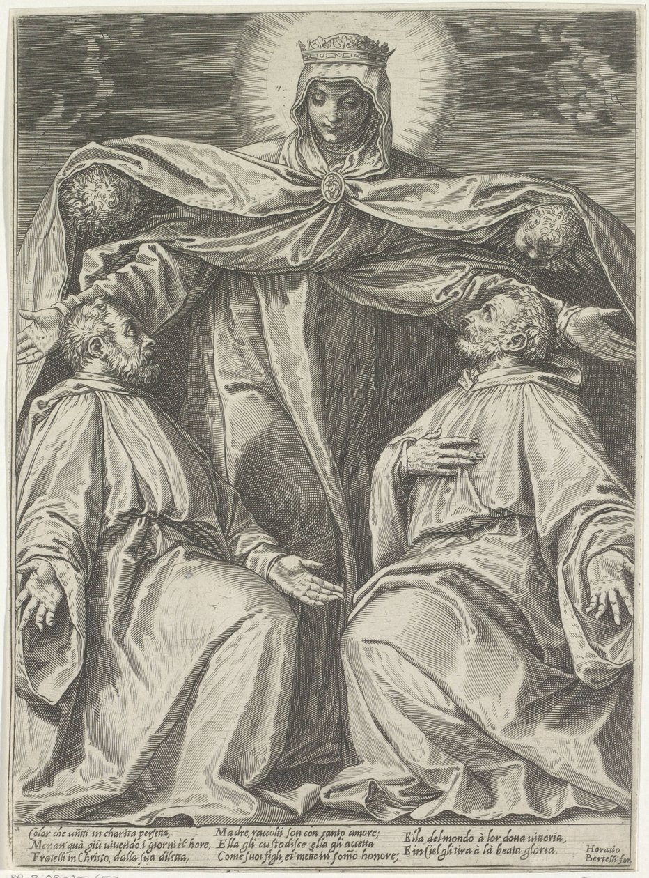 Mary bir kardeşliğin üyelerini koruyor by Agostino Carracci