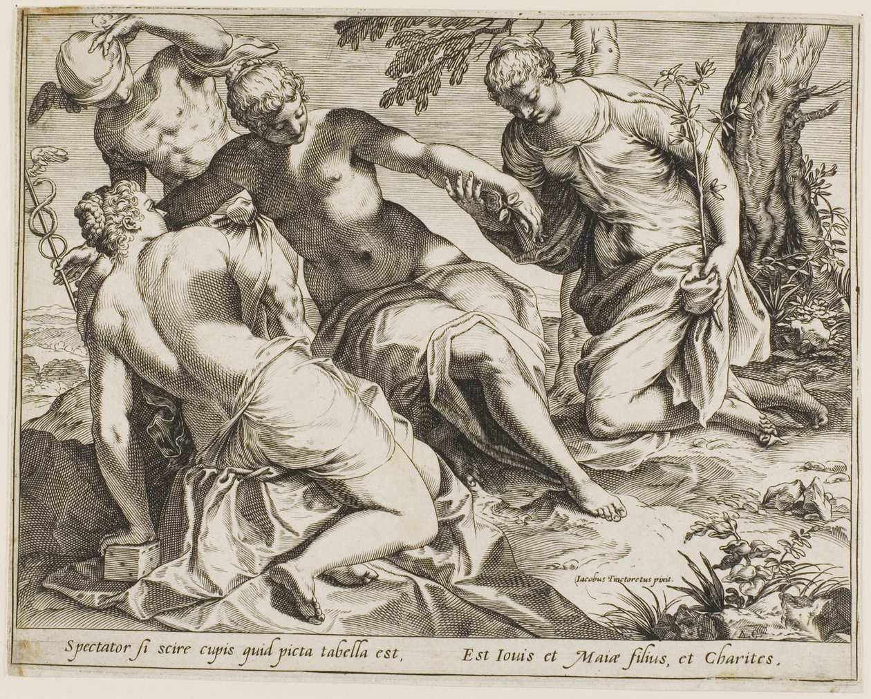 Merkür ve Güzeller by Agostino Carracci