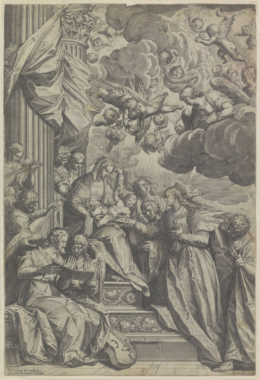 Aziz Catherine'in Mistik Evliliği by Agostino Carracci