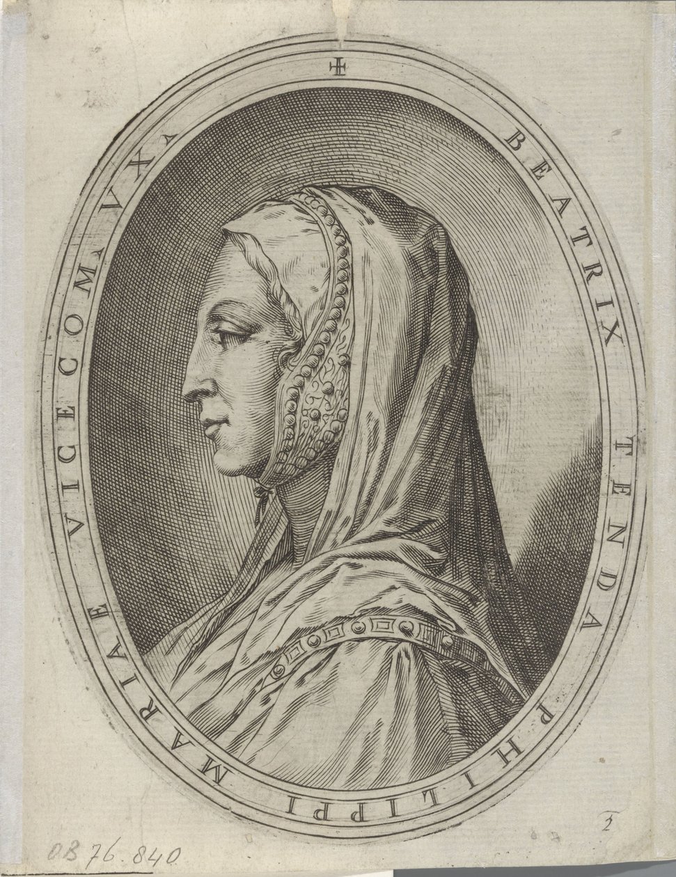 Tendalı Portret van Beatrice by Agostino Carracci