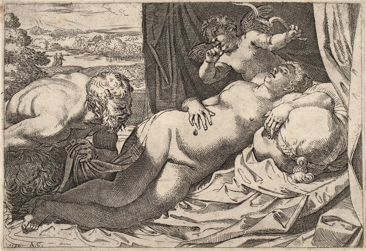 satir ve perisi by Agostino Carracci