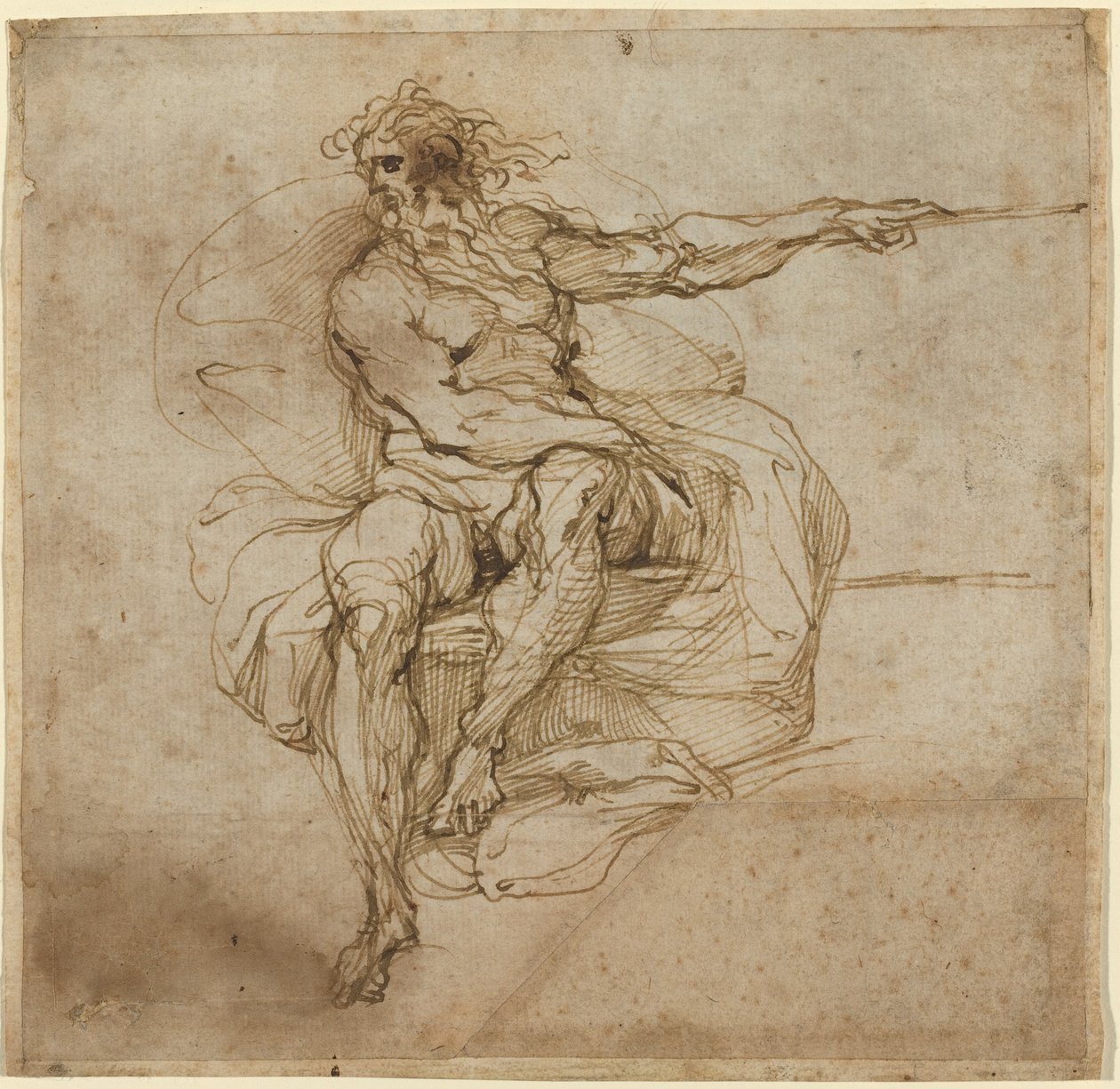 Oturan Erkek Çıplak [rekto] by Agostino Carracci