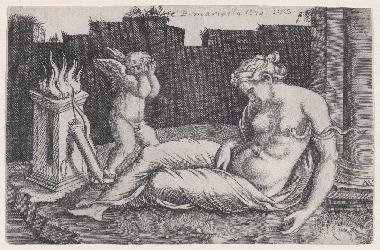 Kleopatra, 1528 tarihli. by Agostino Veneziano