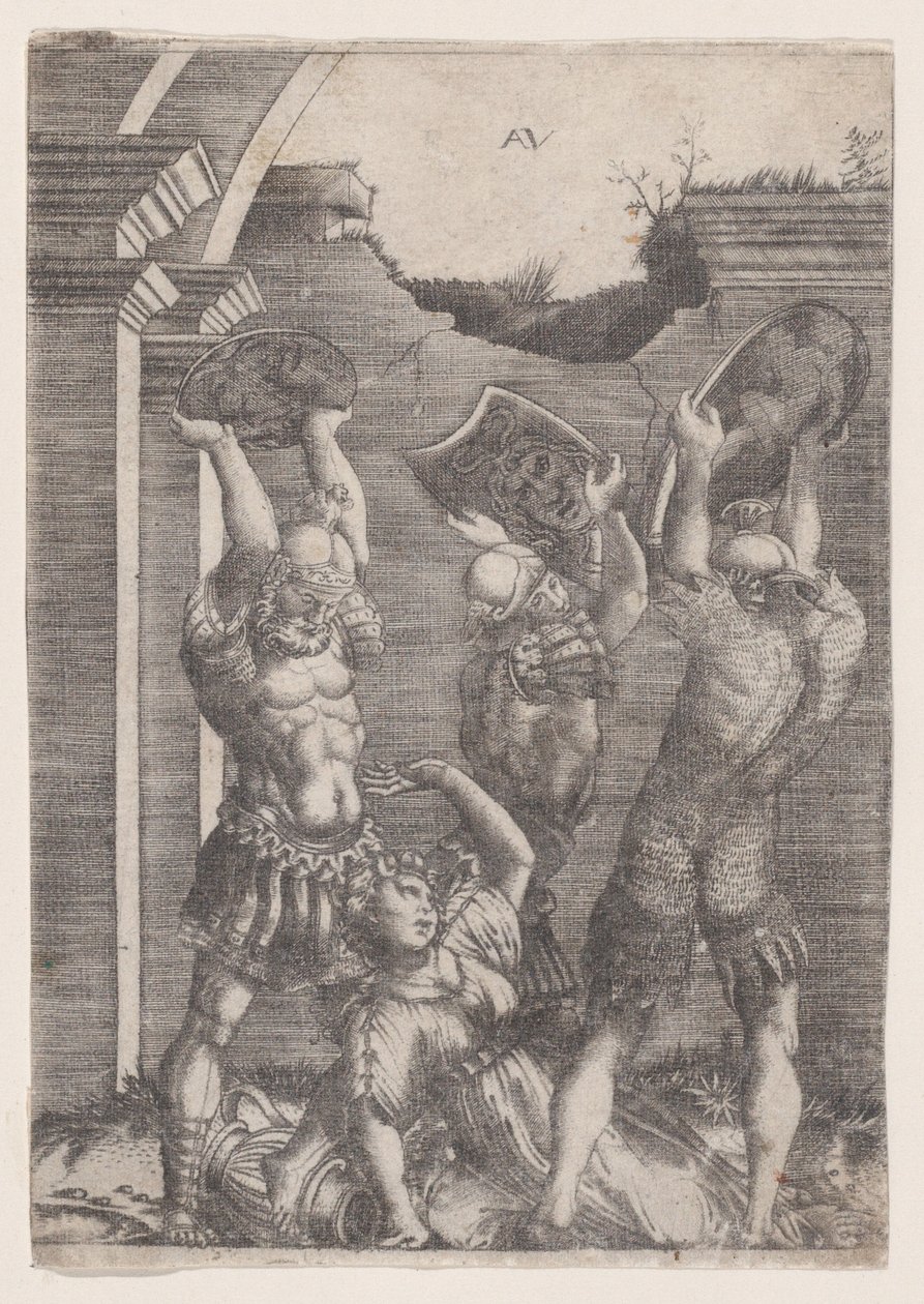 Sabinler Tarafından Ezilmiş Tarpeia, M.Ö. 1514-36. by Agostino Veneziano