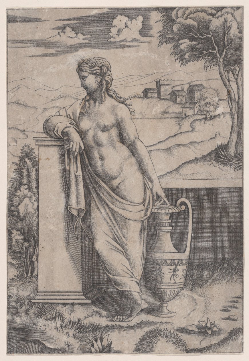 Vazonun Yanında Duran Kadın, ca. 1514-36. by Agostino Veneziano