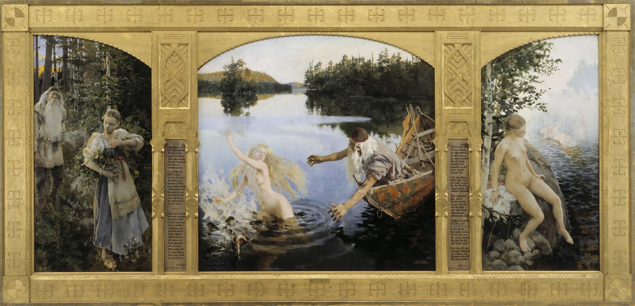  Aino Myth, TriptychnSuomi: Aino-taru, triptyykkinSvenska: Ainomyten, triptykn  by Akseli Gallen Kallela