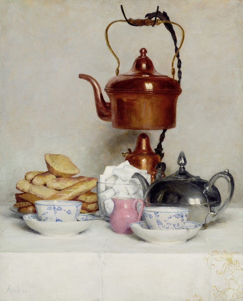 Natürmort çay servisi by Albert Anker
