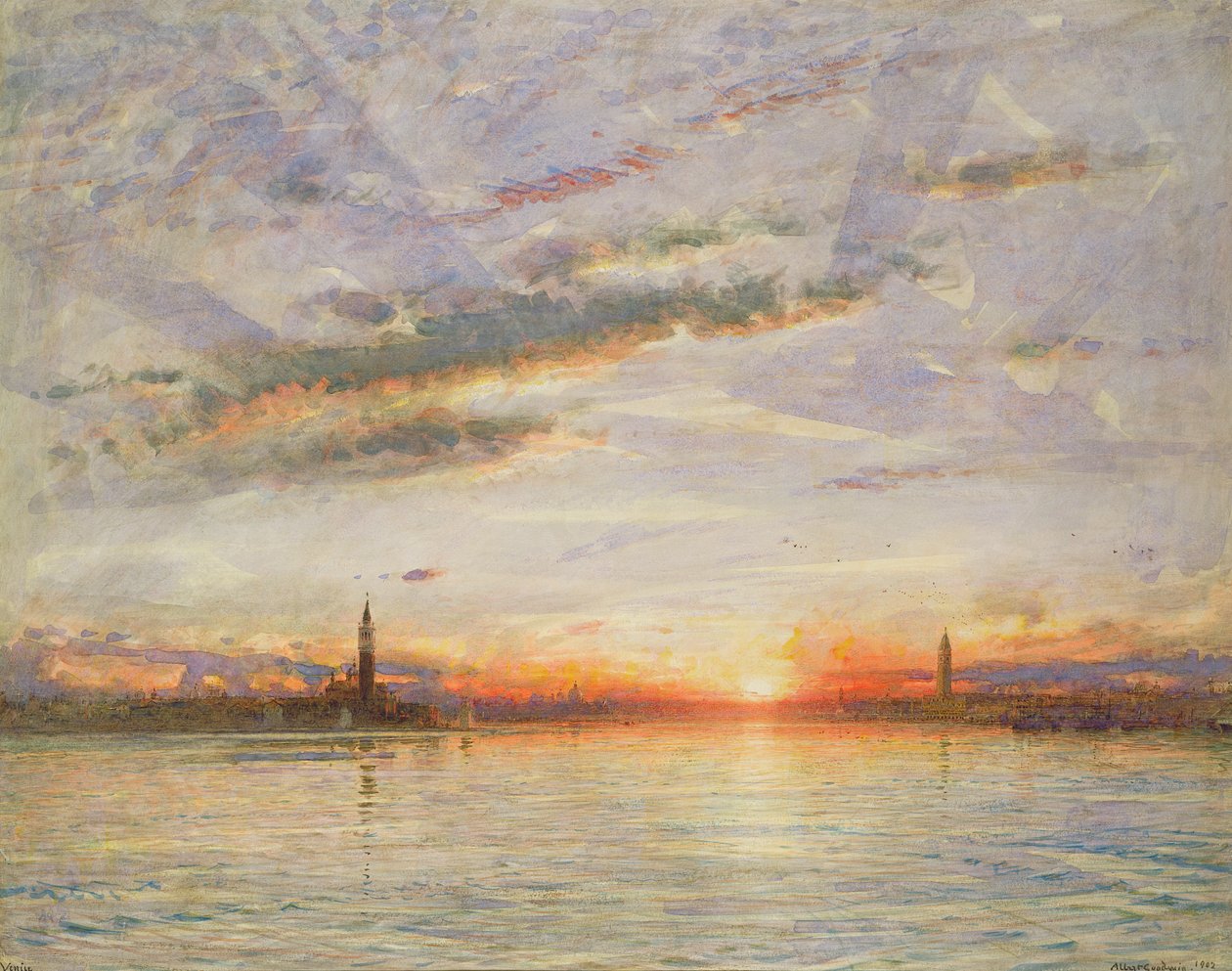Gün Batımı, Venedik, 1902 by Albert Goodwin