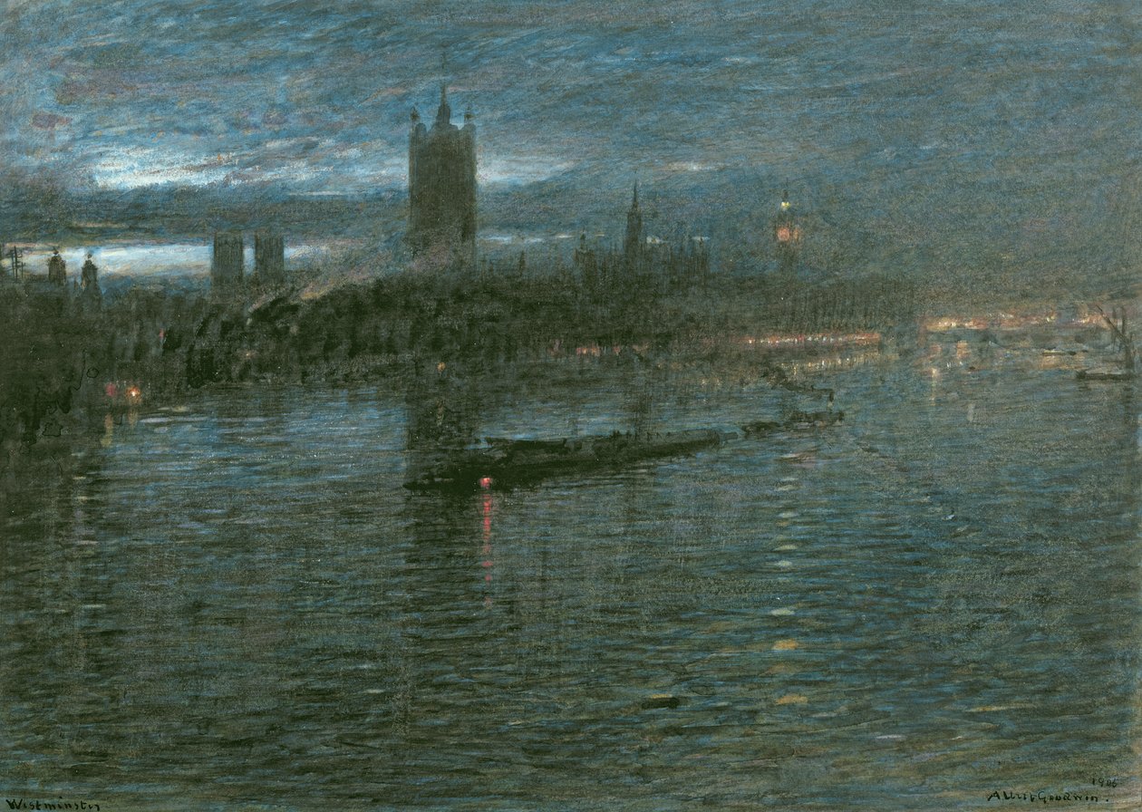 Westminster, Gece by Albert Goodwin