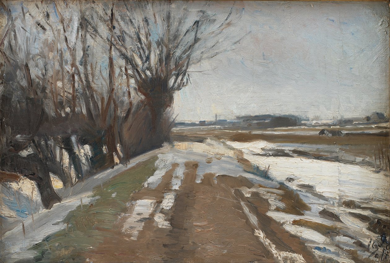 Kış Manzarası. Kopenhag yakınlarındaki Utterslev by Albert Gottschalk